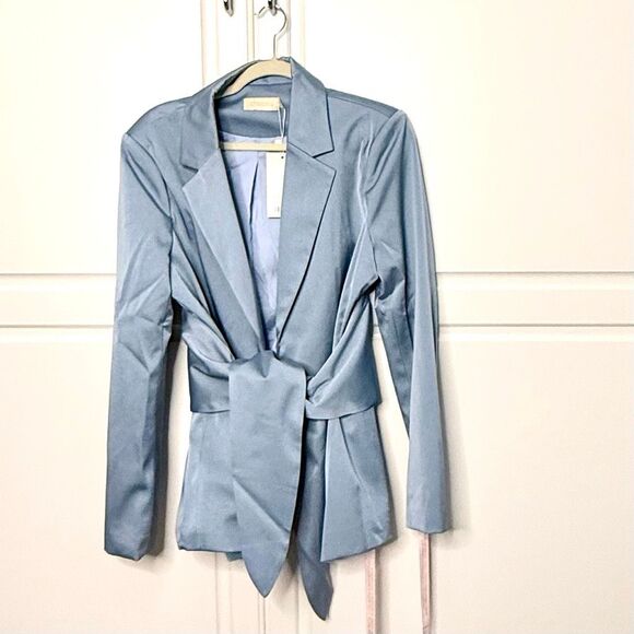 NWT choosy light blue, long-sleeved, belted blazer jacket. Size 12 - Picture 2 of 11